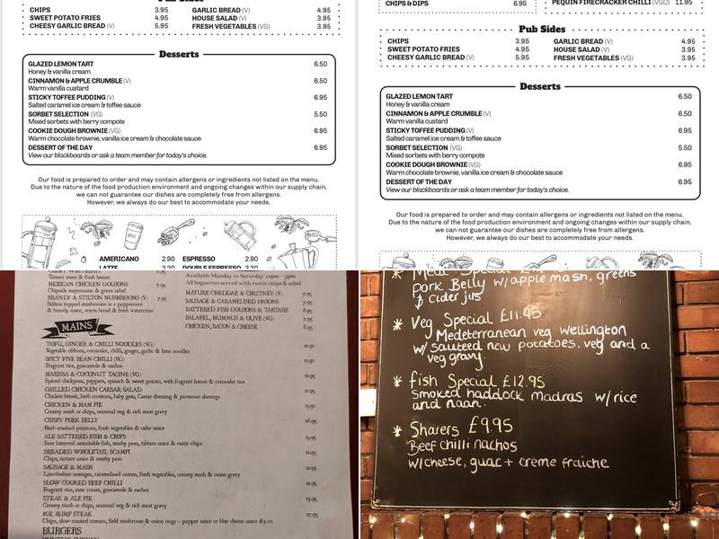 The Royal William IV - Pub & Kitchen Menu