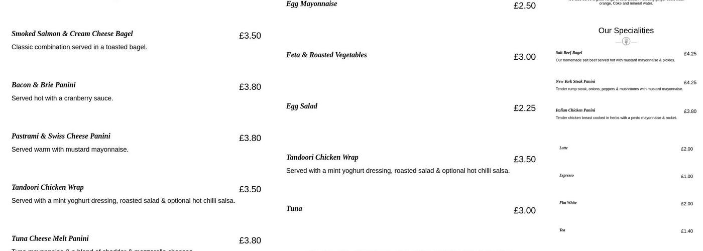 Waltham Kitchen Menu