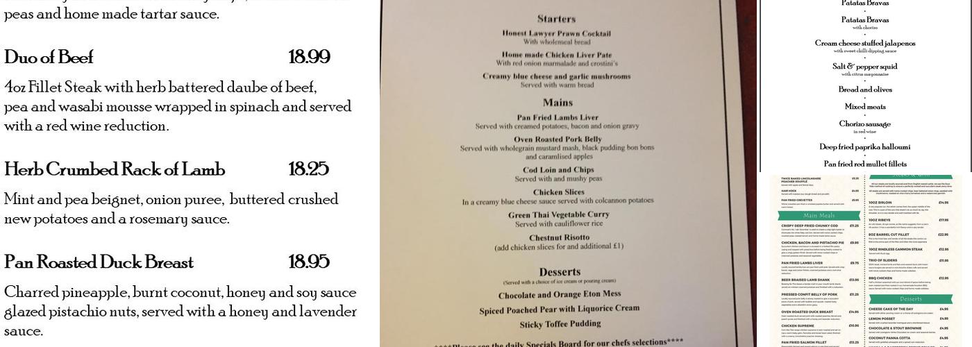 The Honest Lawyer Menu