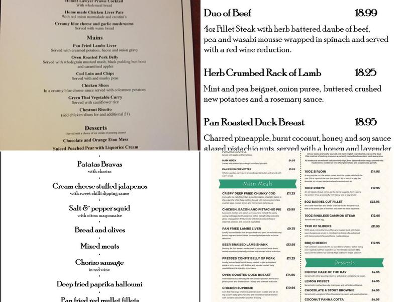The Honest Lawyer Menu