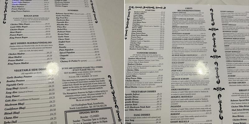 Rahmans Menu