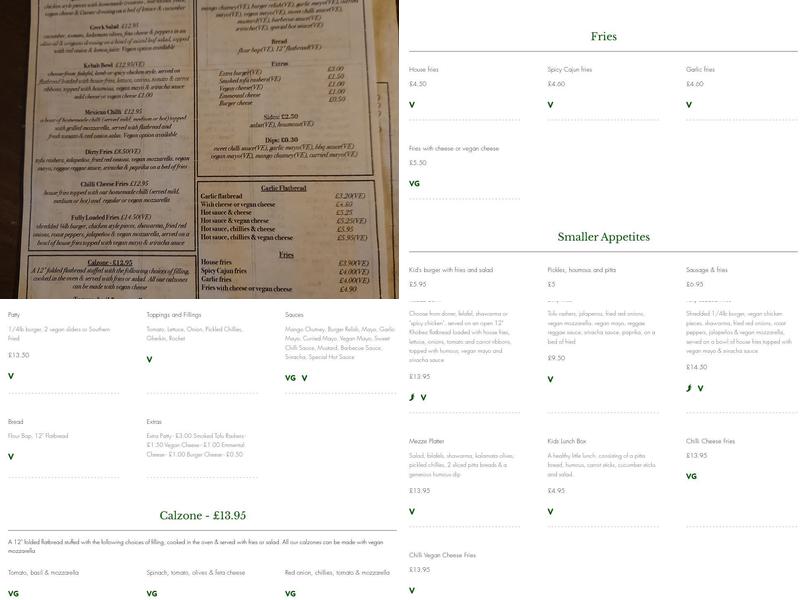 The Gardeners Arms Menu
