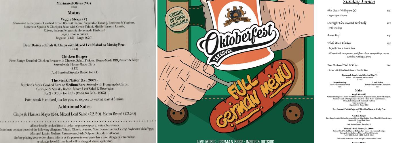 The Chester Arms Menu