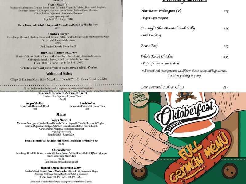 The Chester Arms Menu