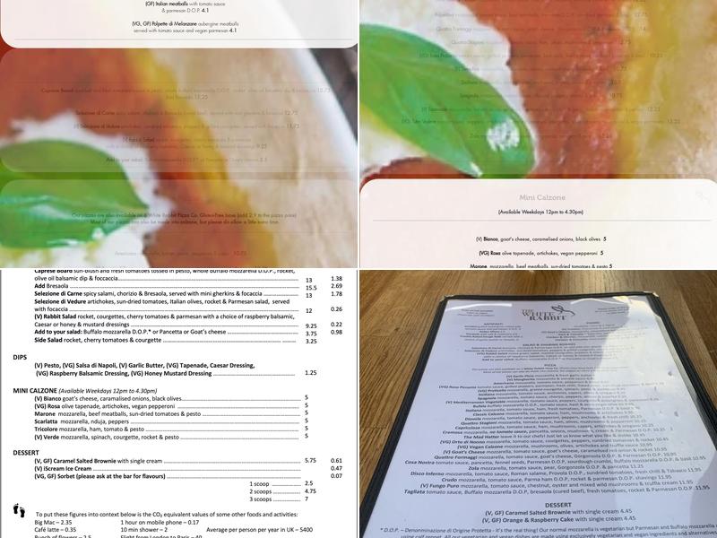 The White Rabbit Menu