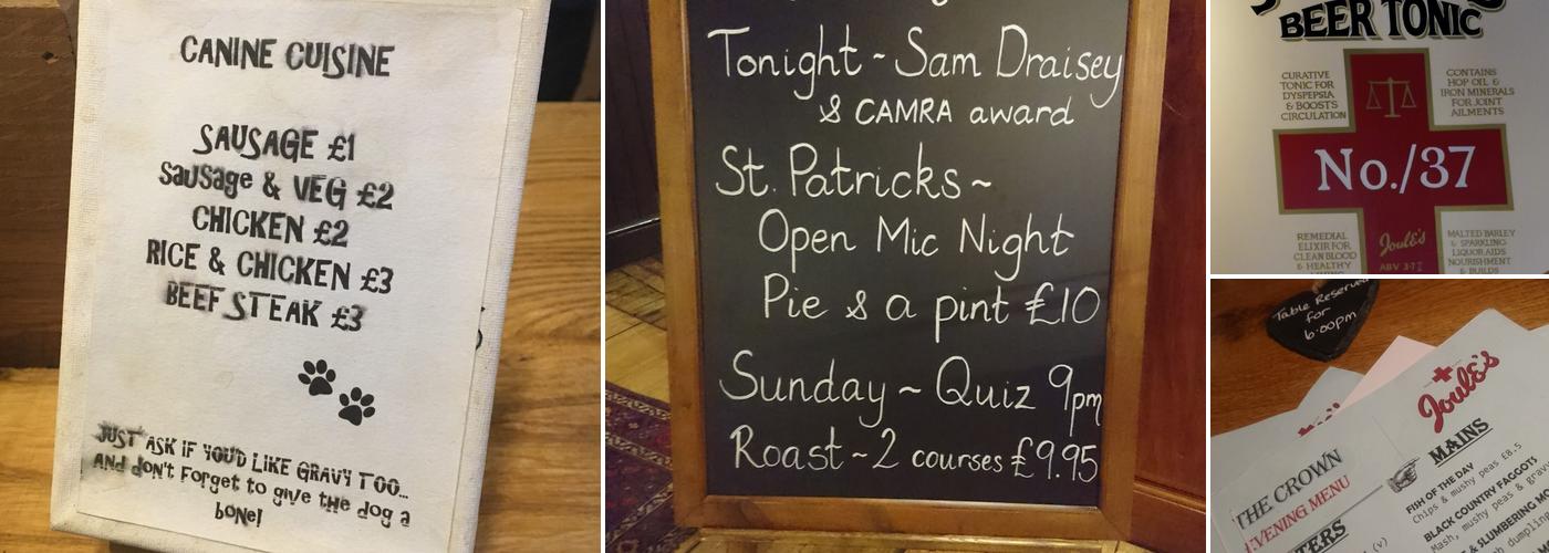 The Crown Joules, Codsall Menu