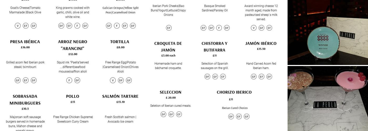 La Perla Menu