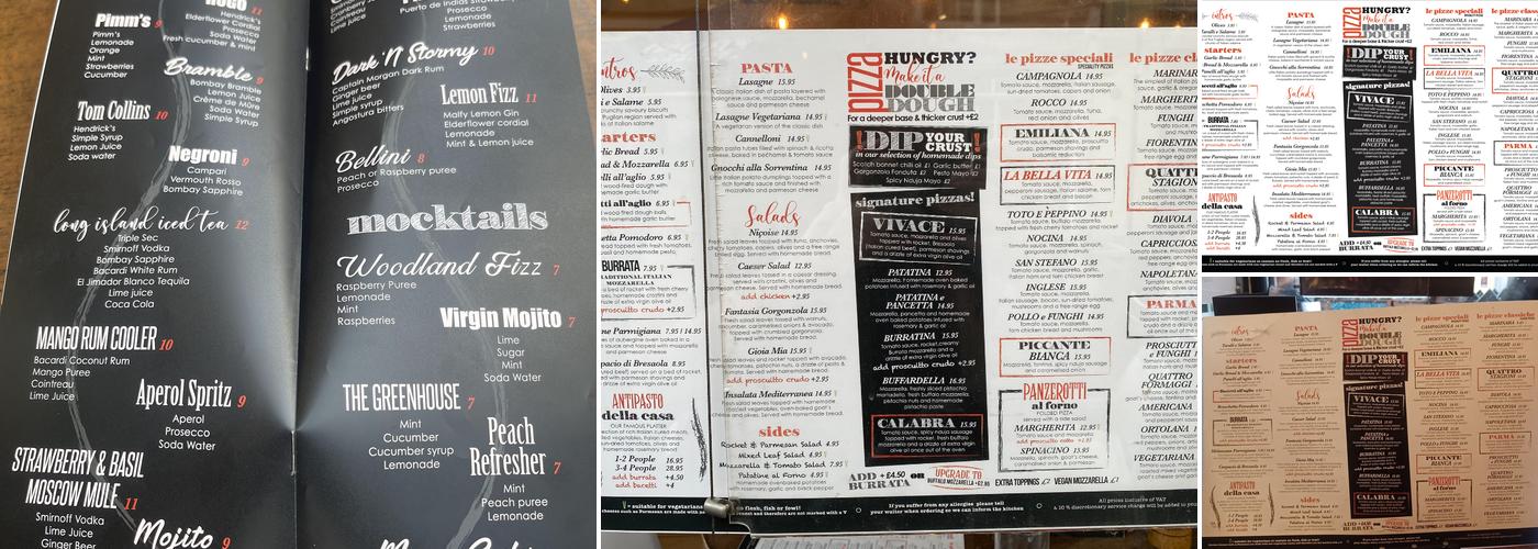 The Real Italian Pizza Co Menu