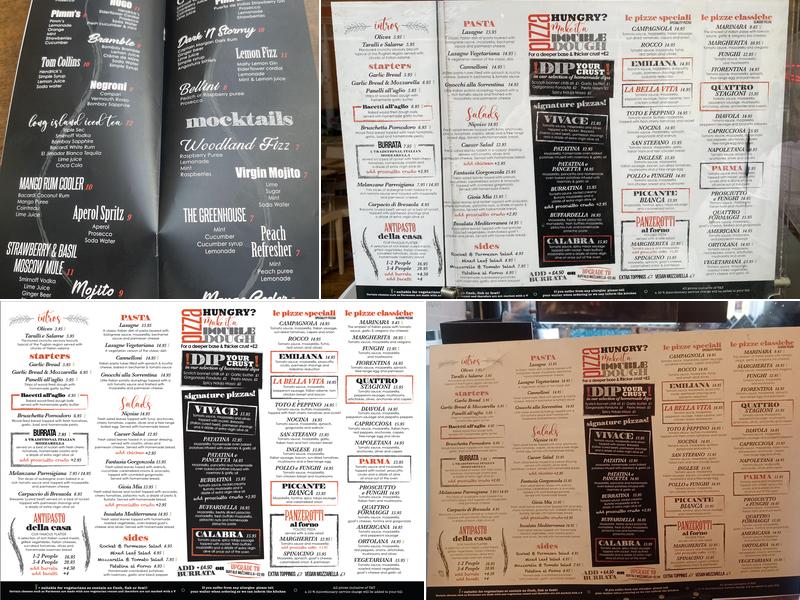 The Real Italian Pizza Co Menu