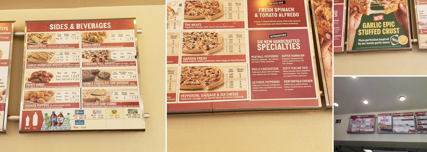 Papa Johns Pizza Menu