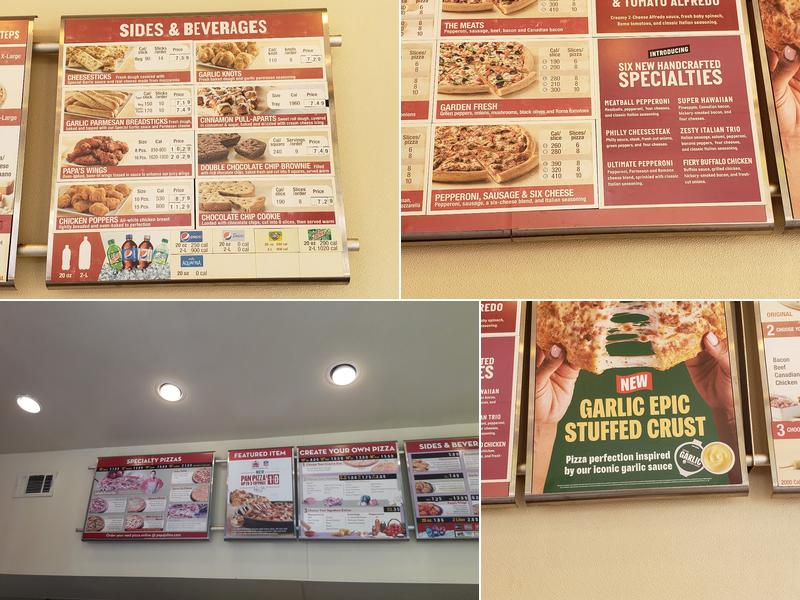 Papa Johns Pizza Menu