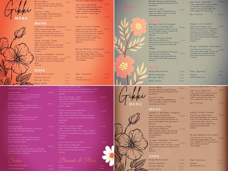 Guddi and Gikki Menu