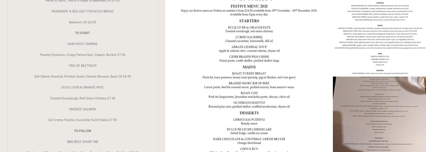 Ostlers At Number 1 Menu