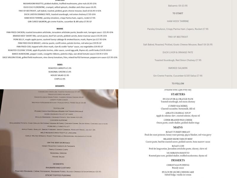 Ostlers At Number 1 Menu