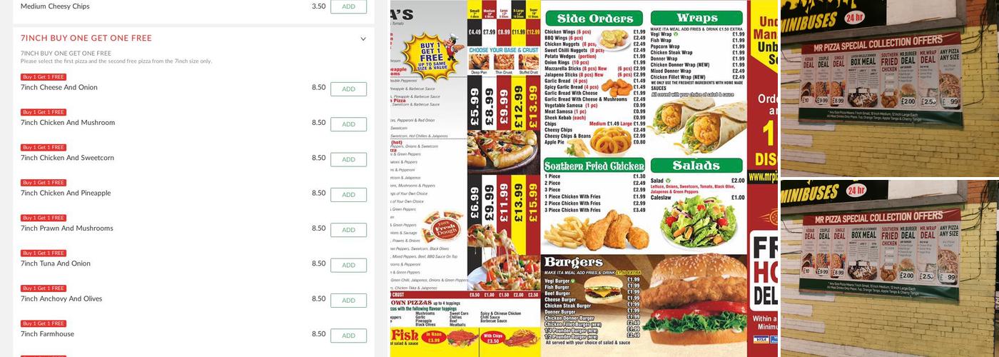 Mr Pizza Menu