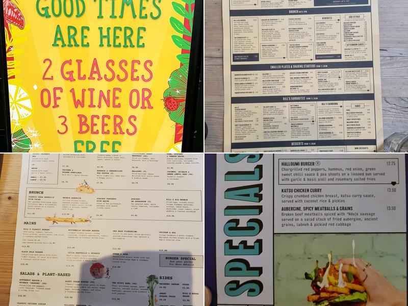 Bill's Bury St Edmunds Restaurant Menu