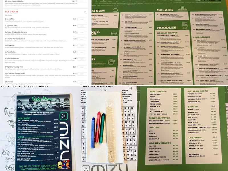 Mizu Noodle Bar Menu