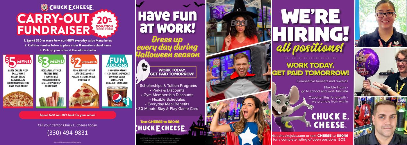 Chuck E. Cheese Menu