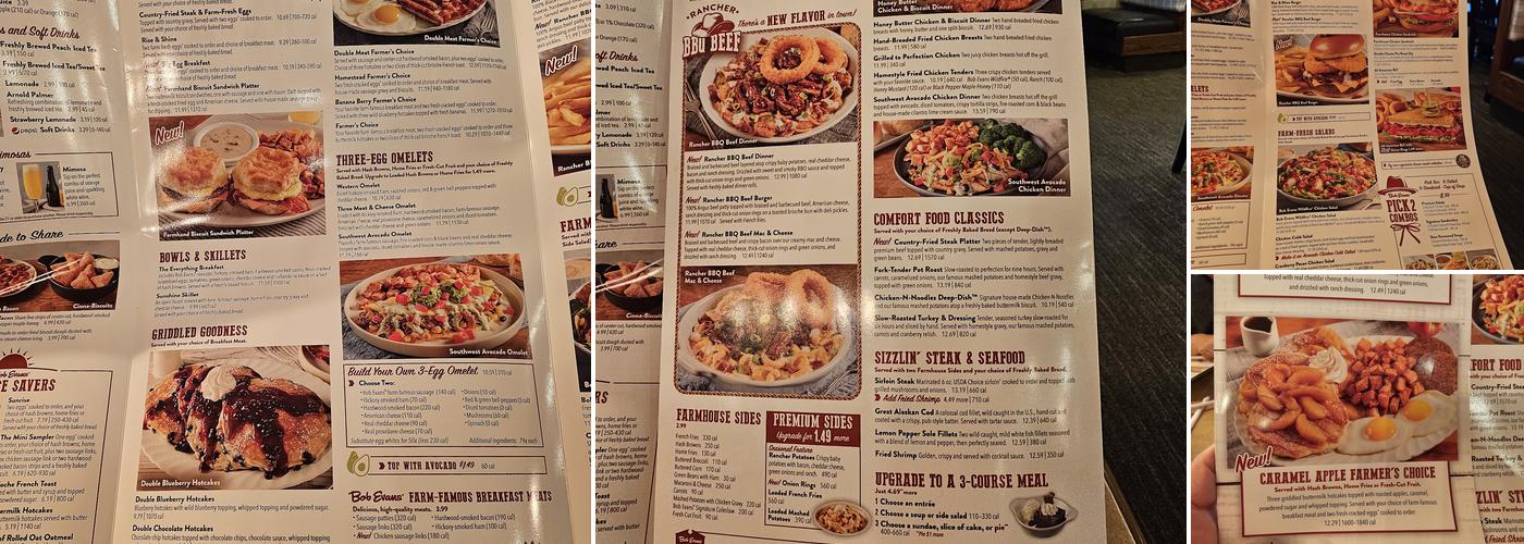 Bob Evans Menu