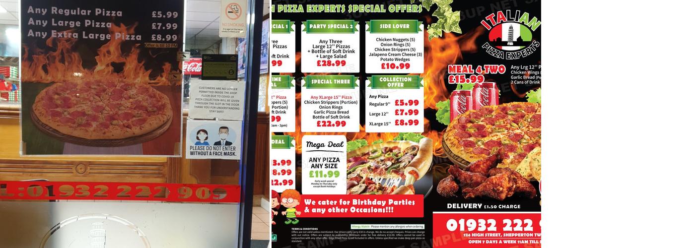 Italian Pizza Experts LTD Menu