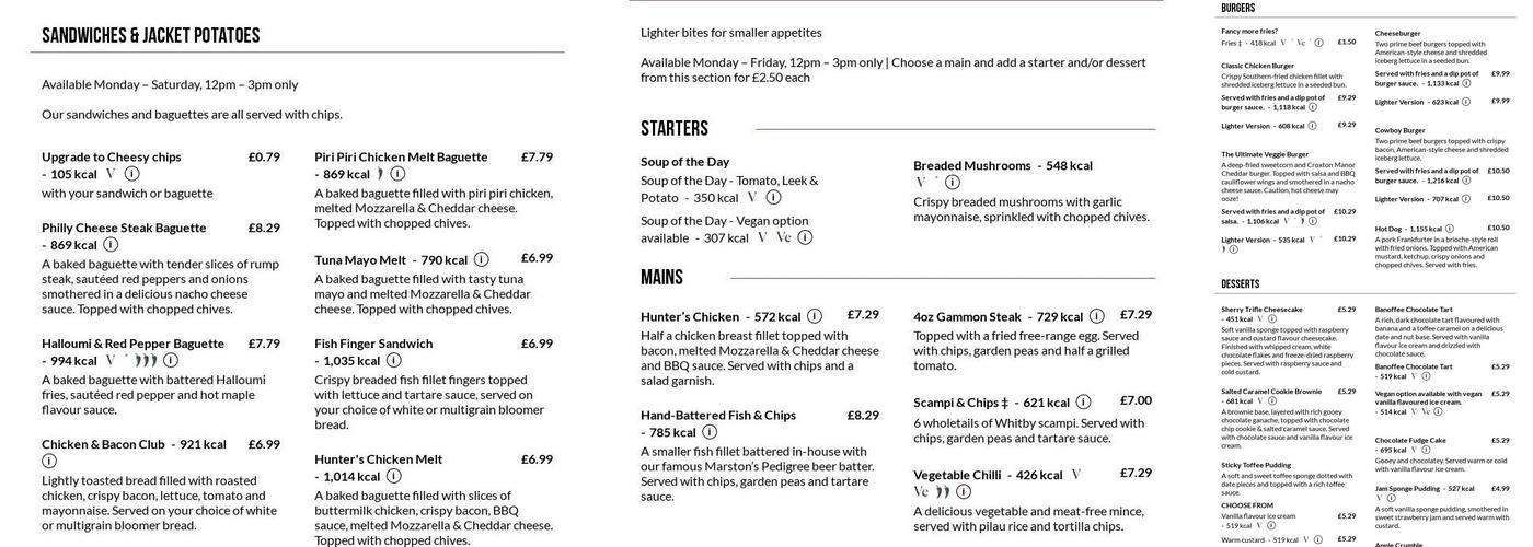 Attleborough Arms Menu