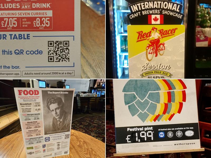 The Rupert Brooke - JD Wetherspoon Menu