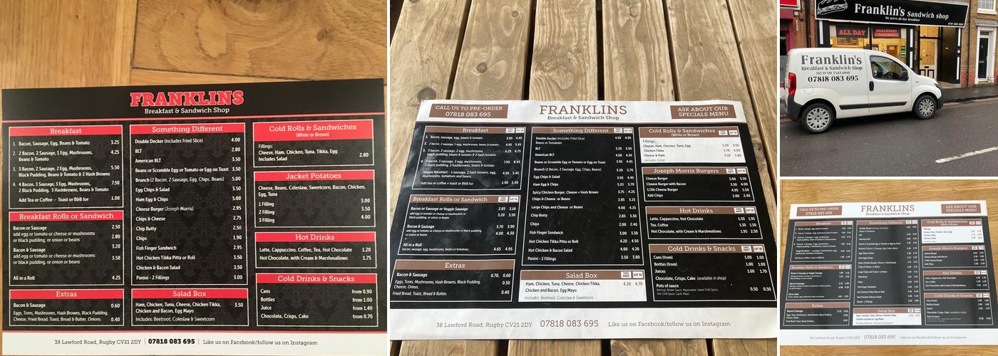 Franklin's Sandwich Shop Menu