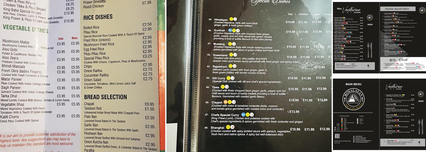 Himalayan Restaurant & Bar Menu