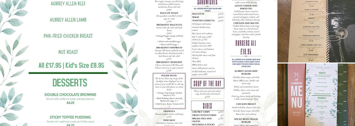 Leif Tearooms Menu
