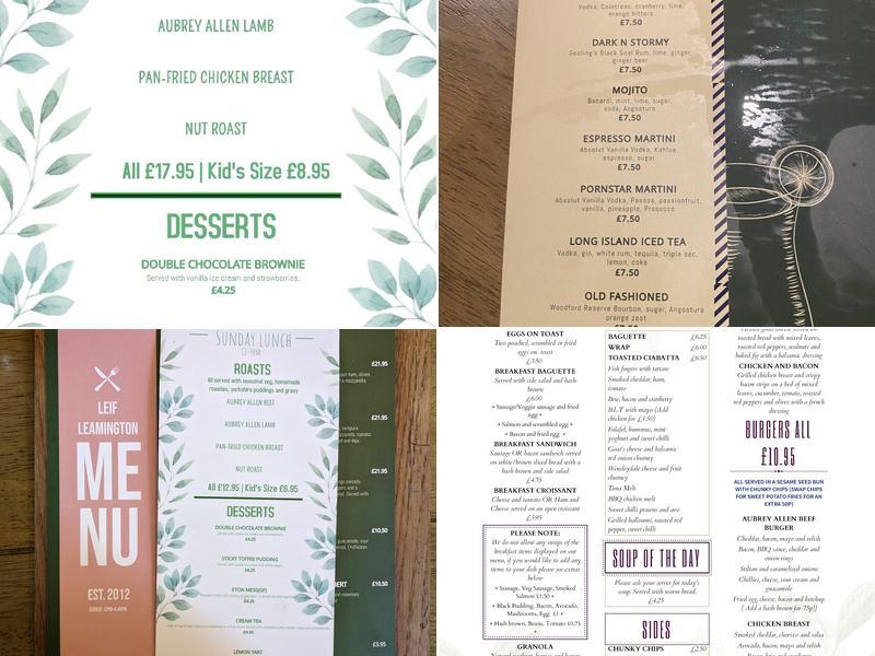 Leif Tearooms Menu