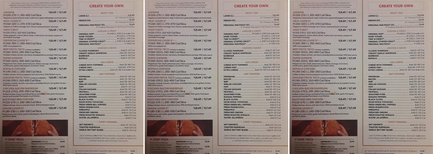 Pizza Hut Menu