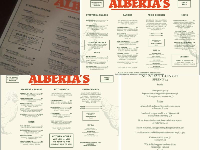 The Windmill Brighton Menu