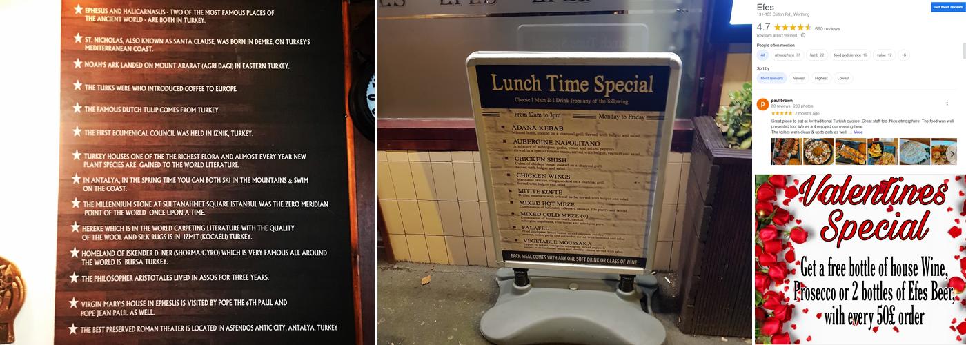 Efes Restaurant Menu