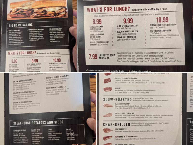 Outback Steakhouse Menu