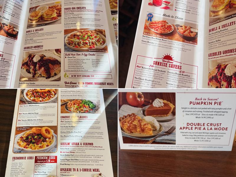 Bob Evans Menu
