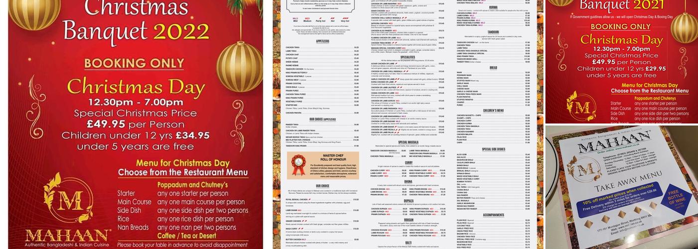 Mahaan Restaurant Menu