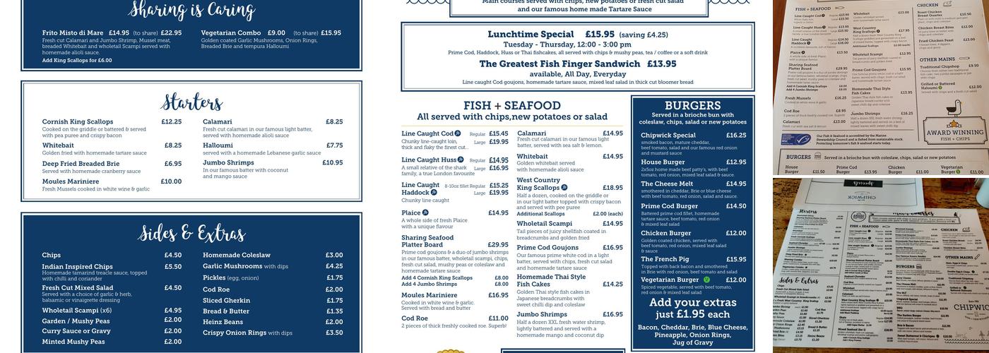 The Original Chipwick Menu