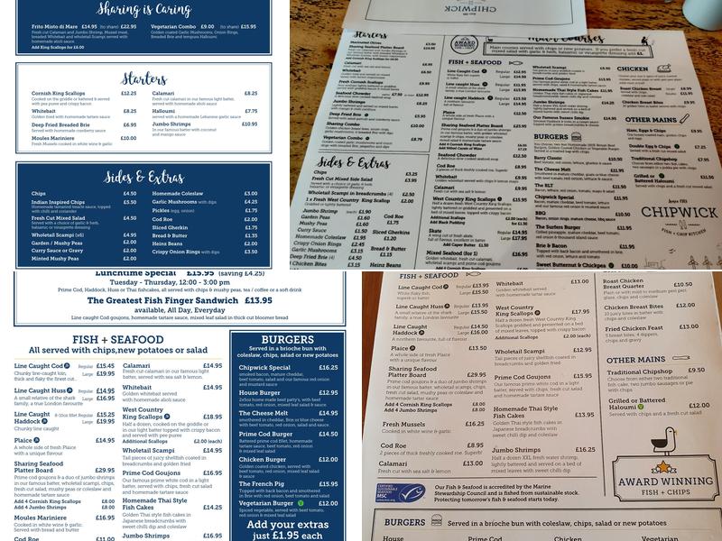 The Original Chipwick Menu