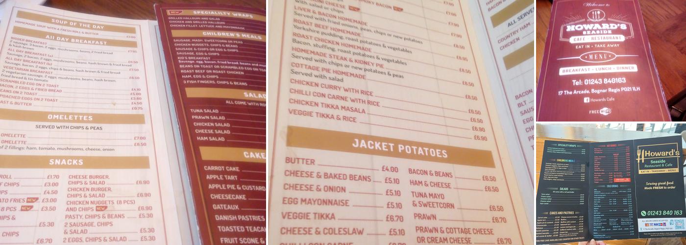 Howard’s Coffee Shop Menu