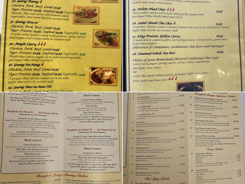 Bangkok Lounge Menu