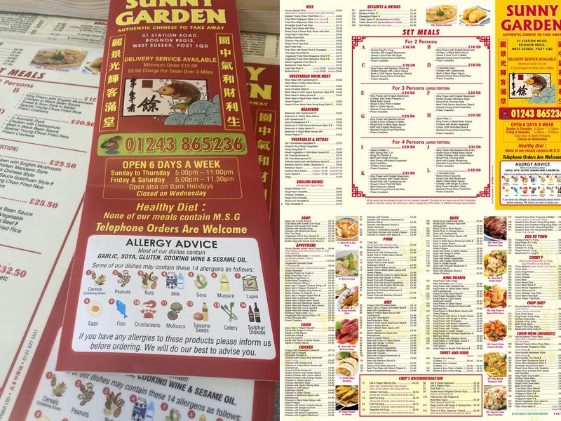 Sunny Garden Menu
