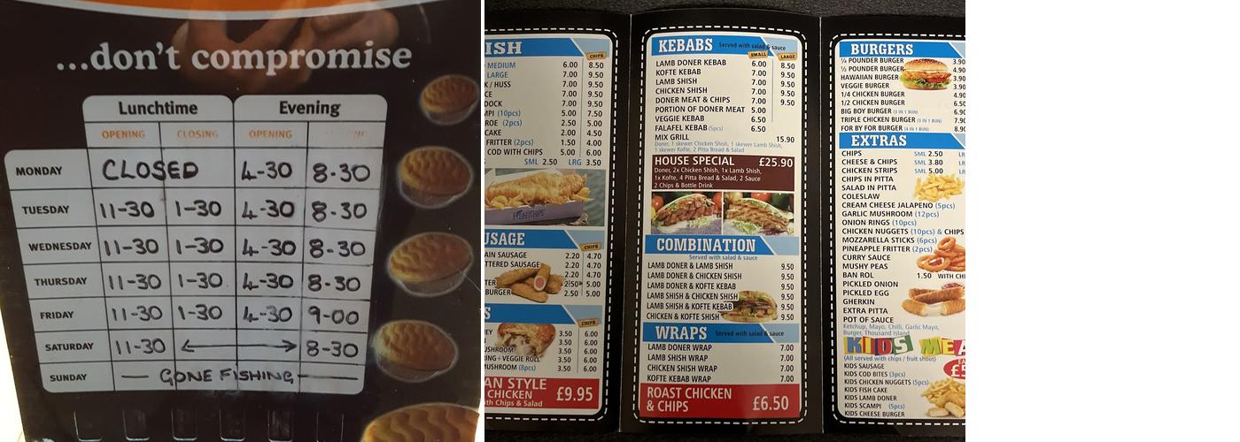Linden Fisheries Menu