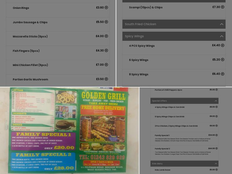 The Golden Grill Menu