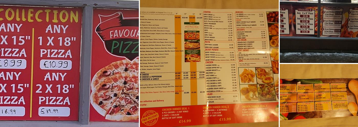 Favourite pizza Menu