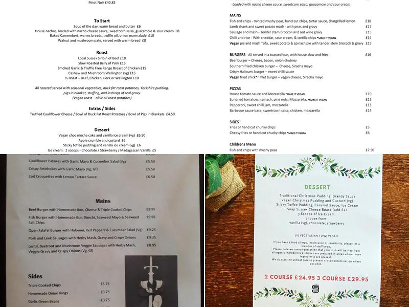 Saint George's Inn Menu