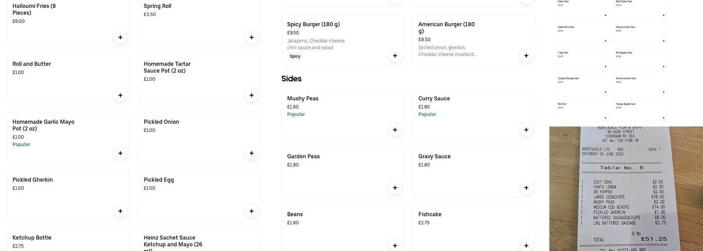 Ropetackle Fish&chips Menu
