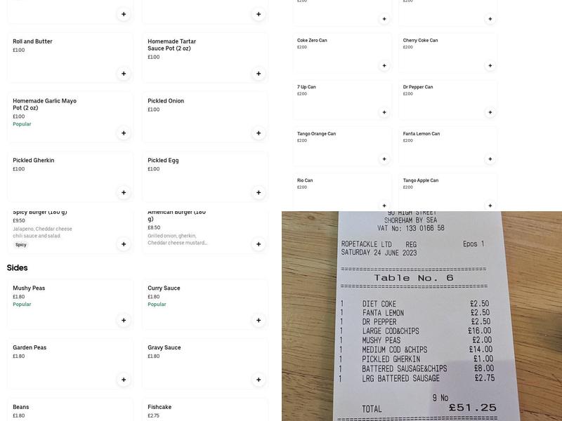 Ropetackle Fish&chips Menu