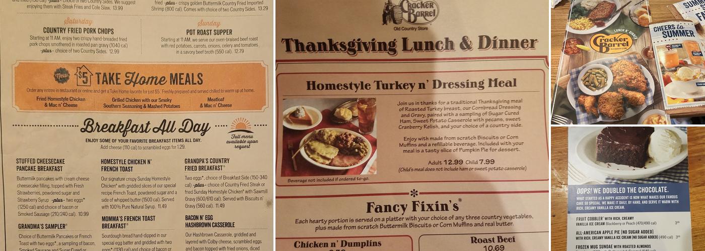 Cracker Barrel Old Country Store Menu