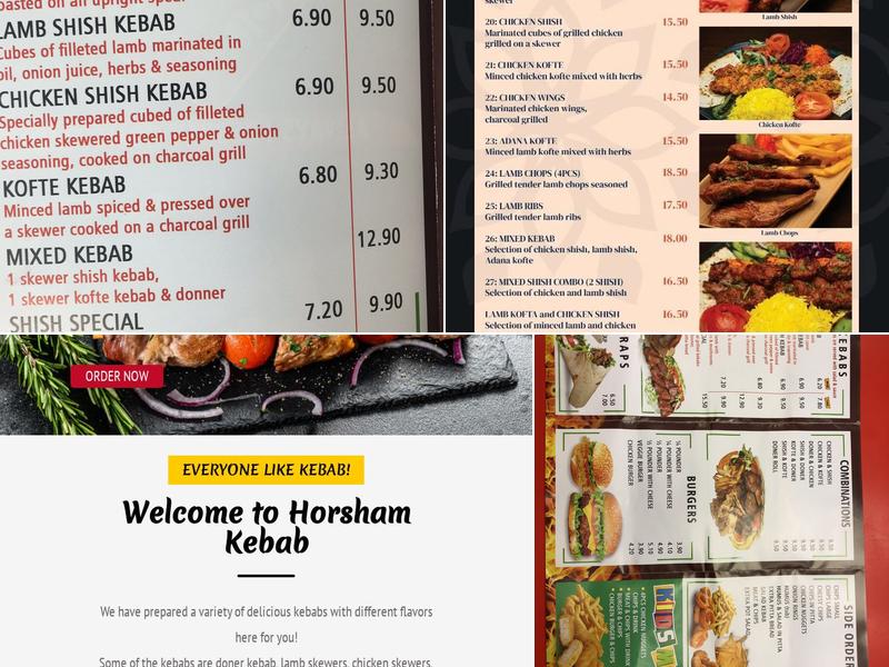 Horsham Kebab Menu