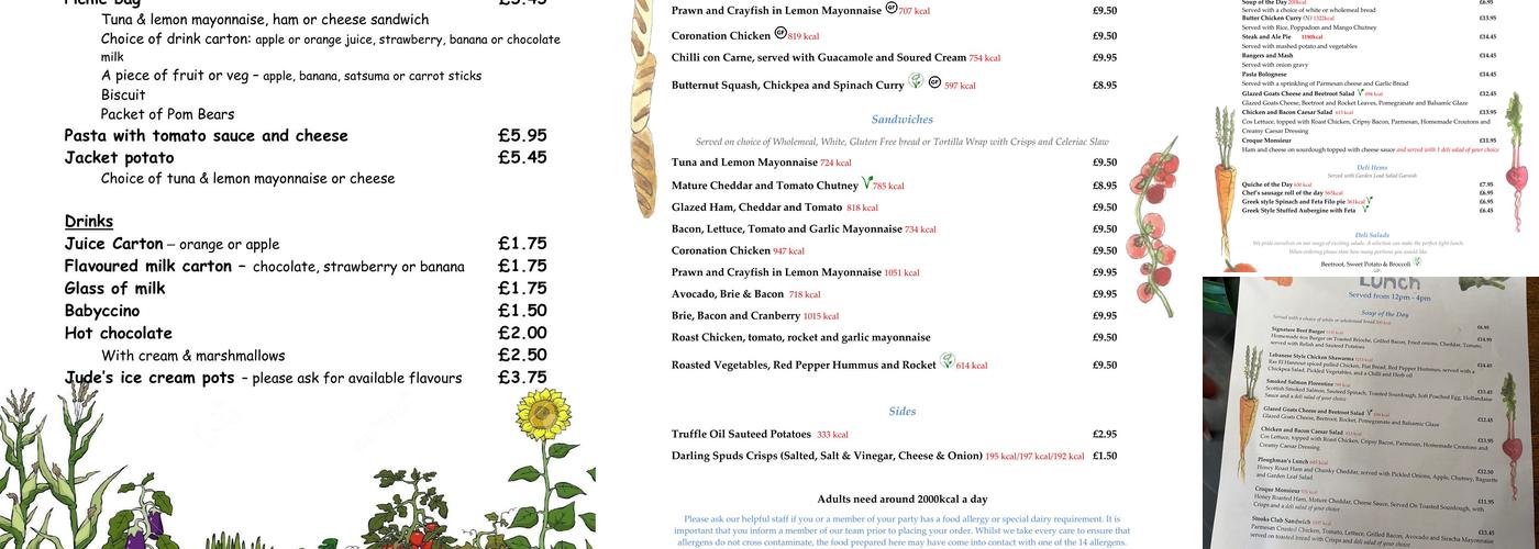 Stooks the Cafe at Newbridge Menu